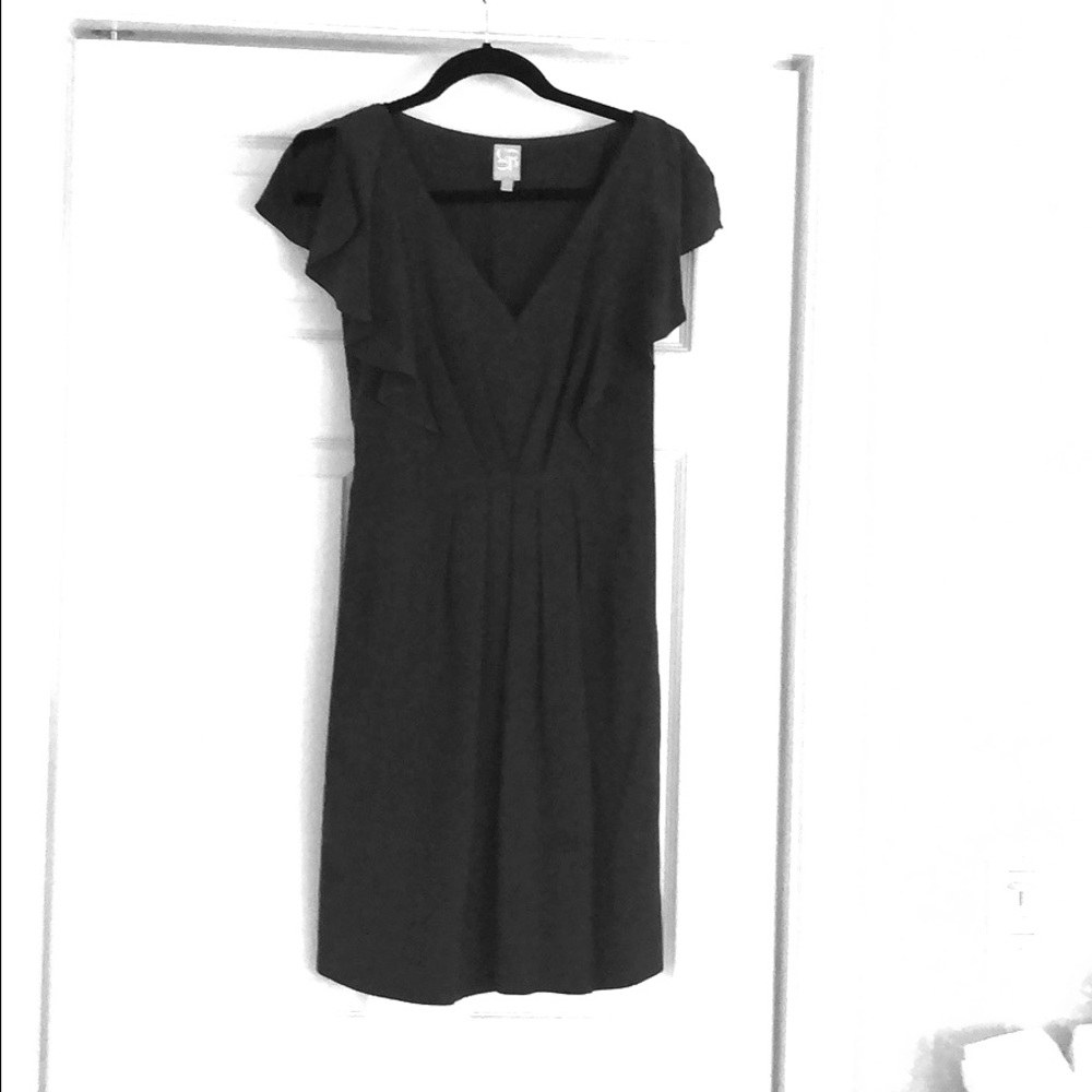 Charcoal Dress Flutter Sleeves